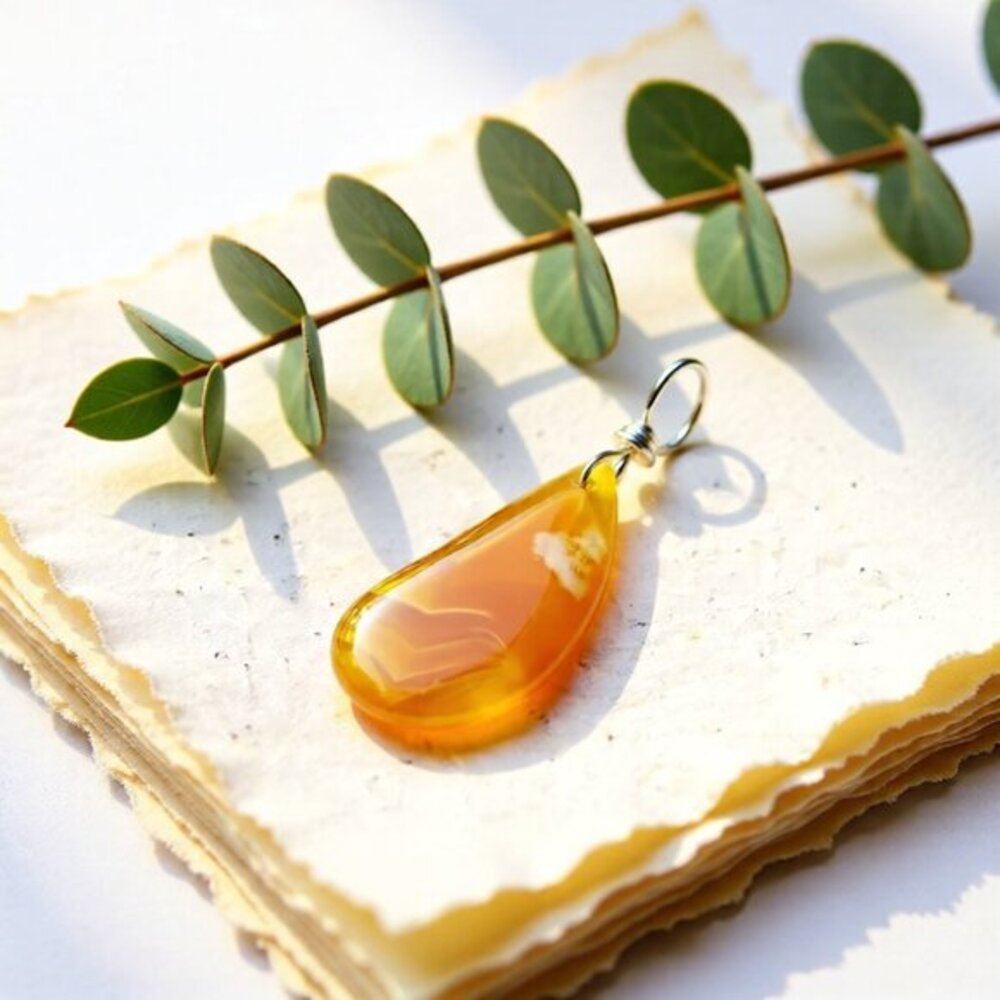 Honey Yellow Tangerine Agate Teardrop Pendant • Vibrant Spring Sunshine Drop
